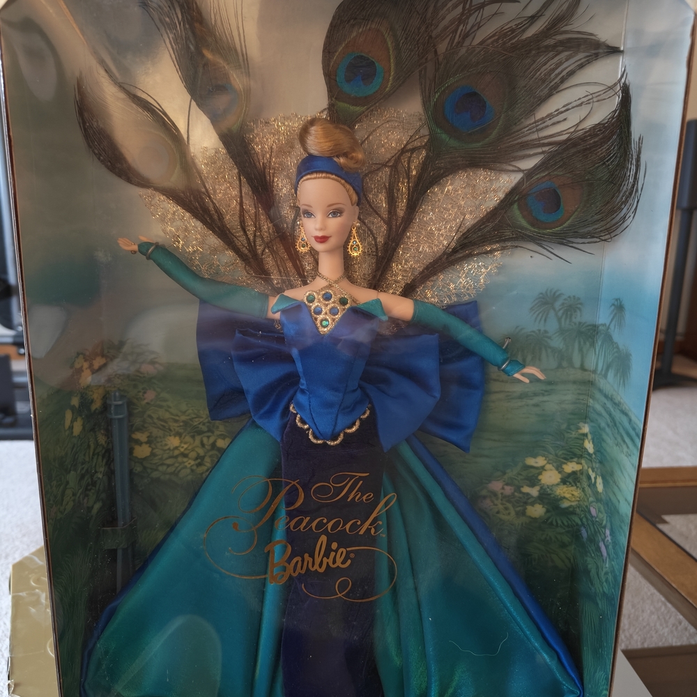Peacock Barbie Doll in Blue and Green Gown